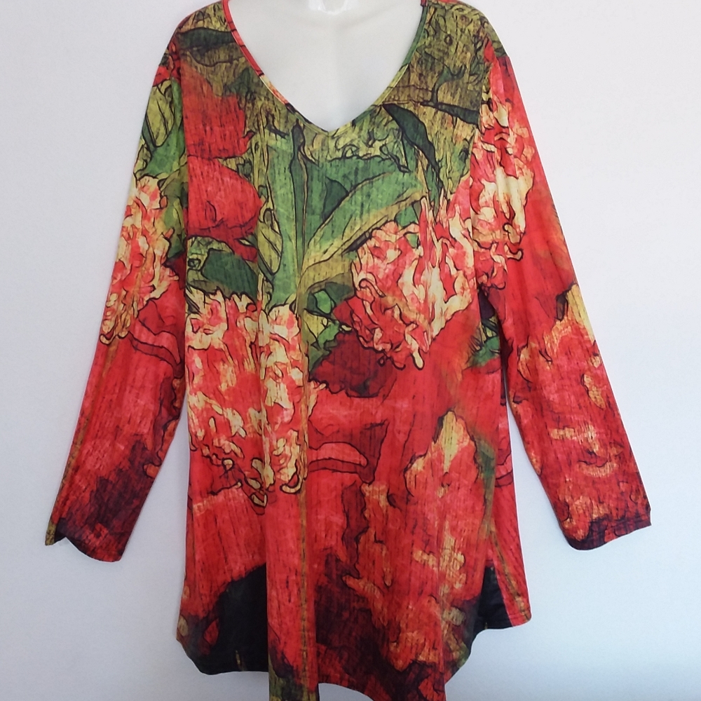 Azalea Plus (2X) Print Poly Knit Tunic Top